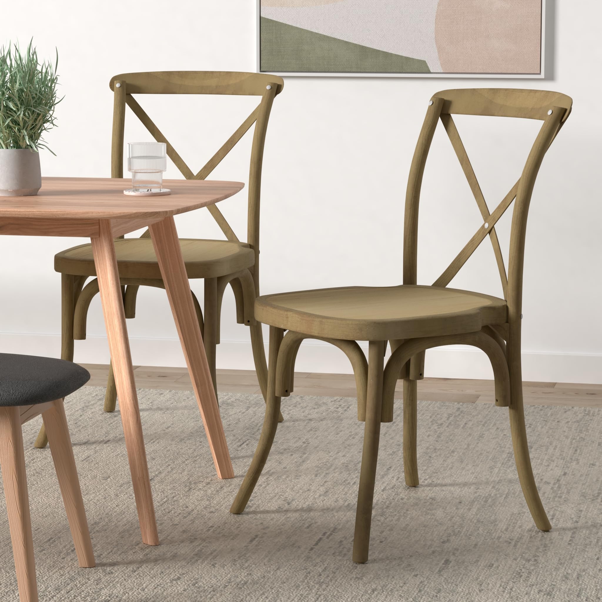 Commercial Seating Products Rustic Tinted Raw Crossback Dining Chairs, 1-Pack